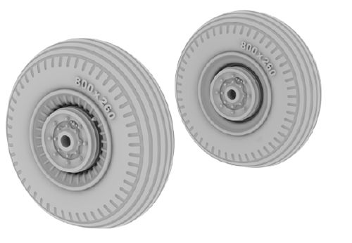 Additions (3D resin printing) 1/72 Ilyushin IL-2 Sturmovik wheels with weighted tyre effect (designed to be used with Tamiya kits) 