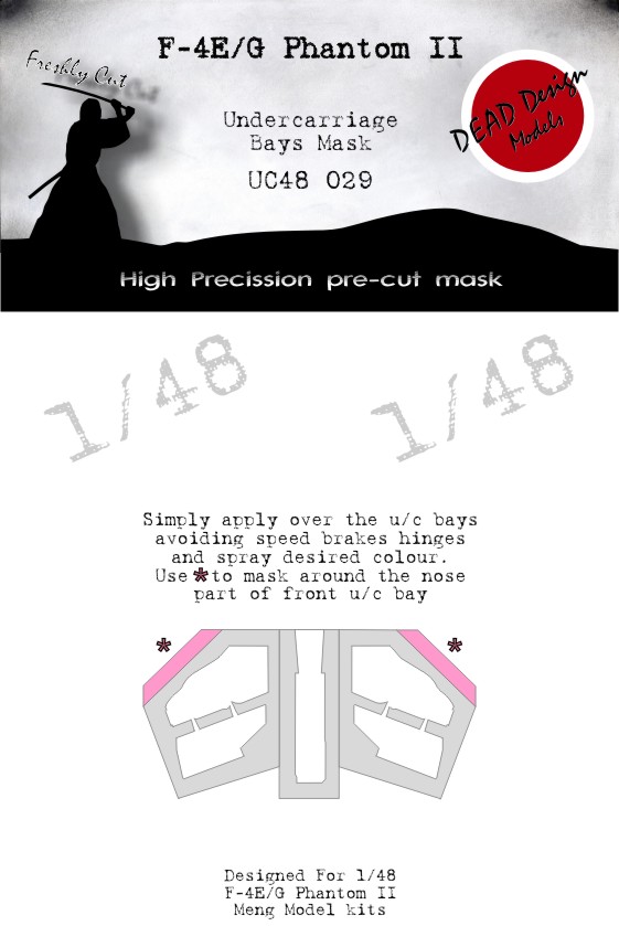 McDonnell F-4E/F-4G Phantom II undercarriage wheel bay paint mask (designed to be used with Meng Model kits)