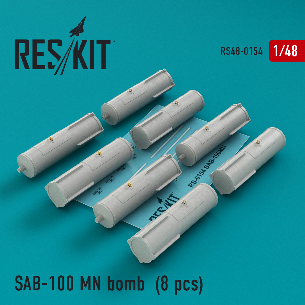 Additions (3D resin printing) 1/48 SAB-100 MN bomb (8 pcs) (ResKit)