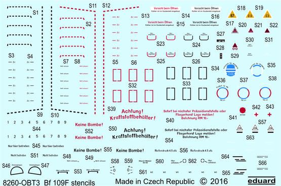 Decal 1/48 Bf 109F stencils (EDU)