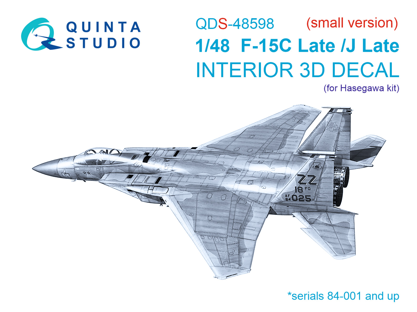 F-15C Late/F-15J Late 3D-Printed & coloured Interior on decal paper (Hasegawa) (Small version)
