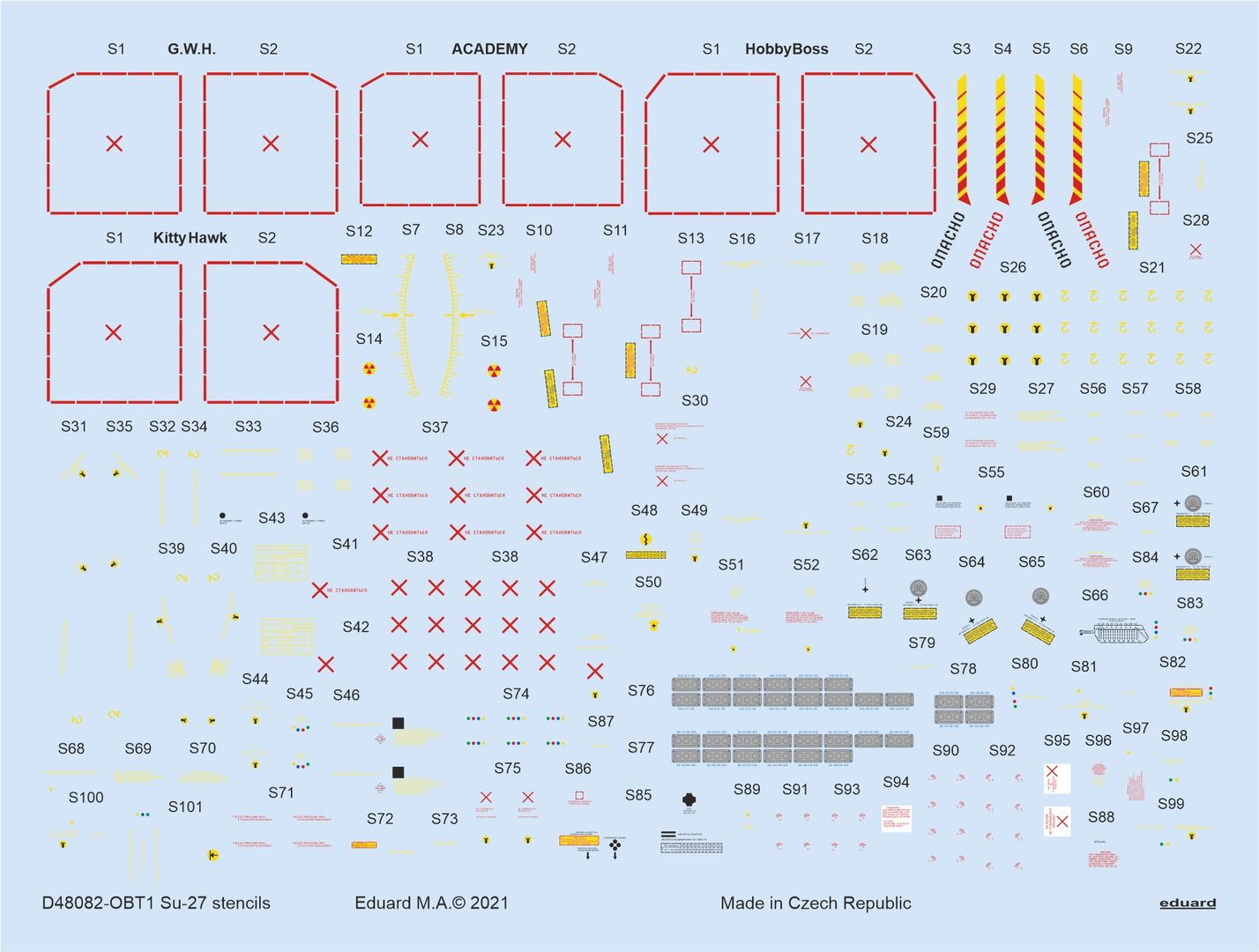 Decal 1/48 Su-27 stencils (ACAD/HOBBYB/GWH)