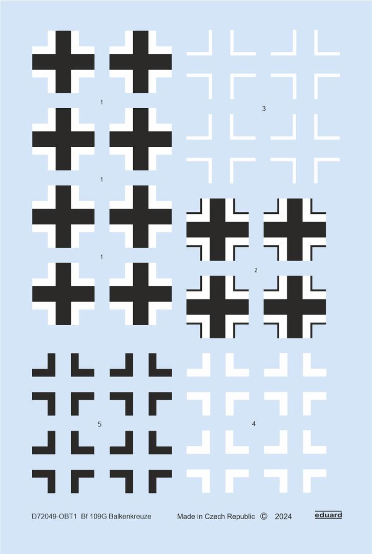 Decal 1/72 Bf 109G Balkenkreuze (EDU)