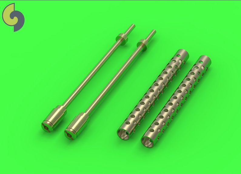Military vehicle detailing sets (metal) 1/35 Browning M1919 .30 cal machine gun barrels-two piece muzzle (conical shape) (2pcs)
