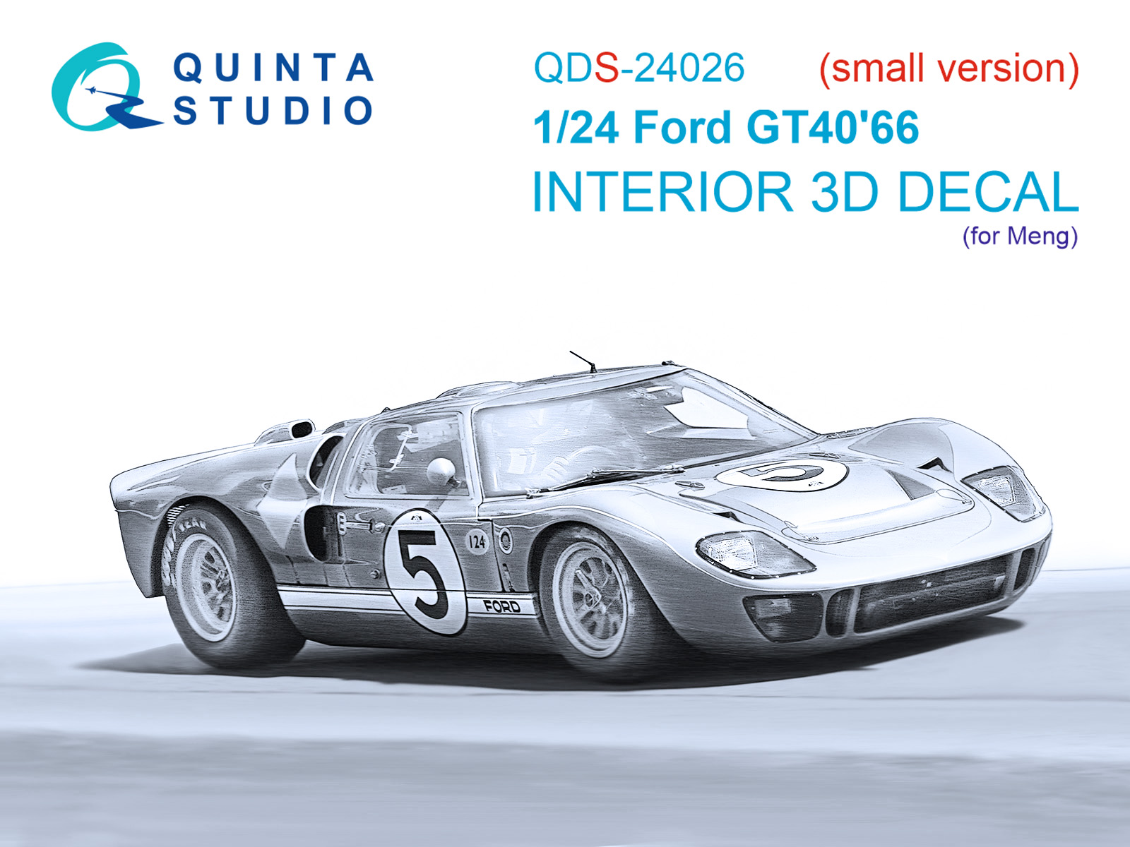 Ford GT40 Mark II '66 3D-Printed & coloured Interior on decal paper (Meng) (small version)