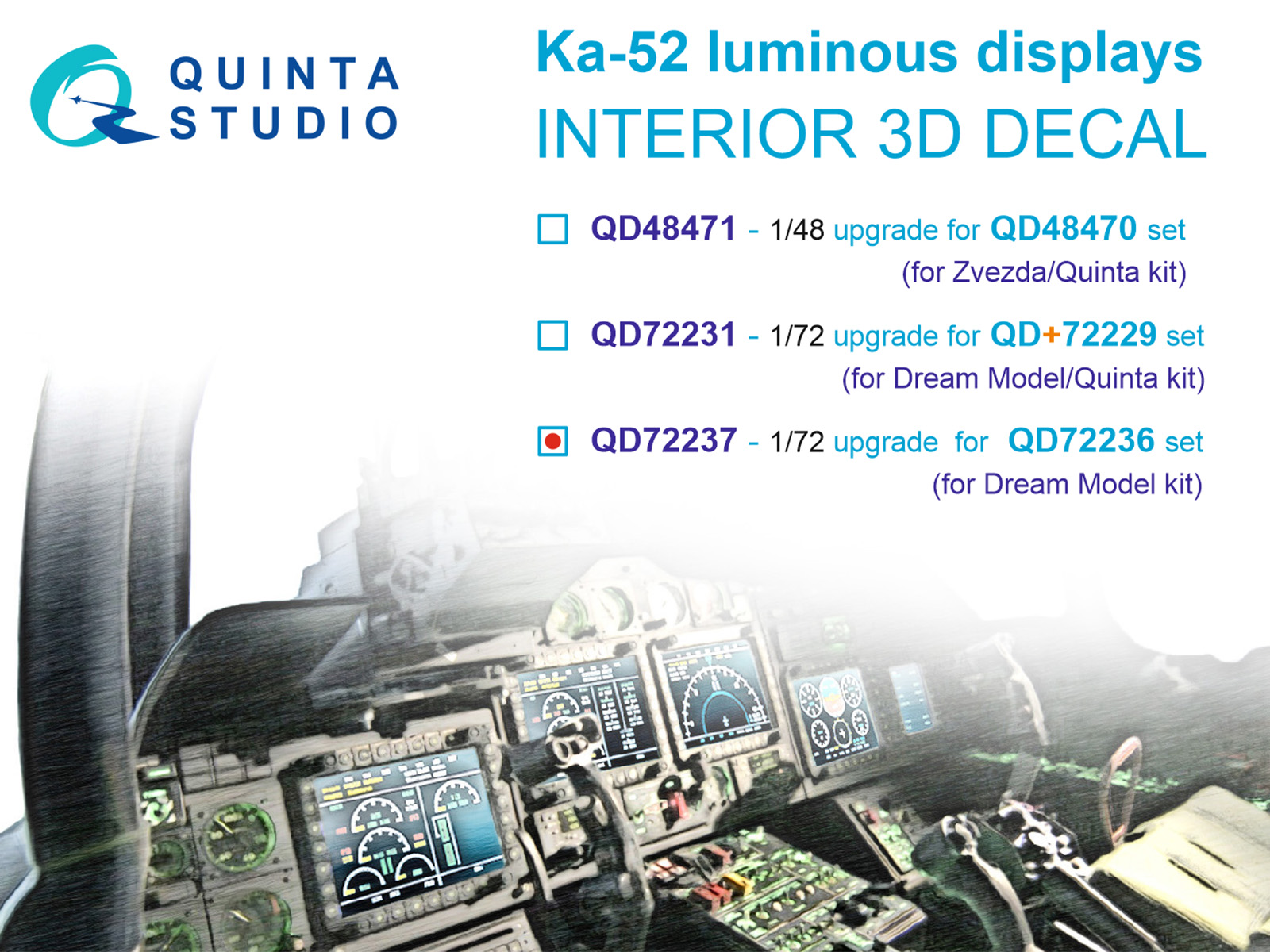 Ka-52 luminous displays upgrade for QD72236 set only (Dream Model)