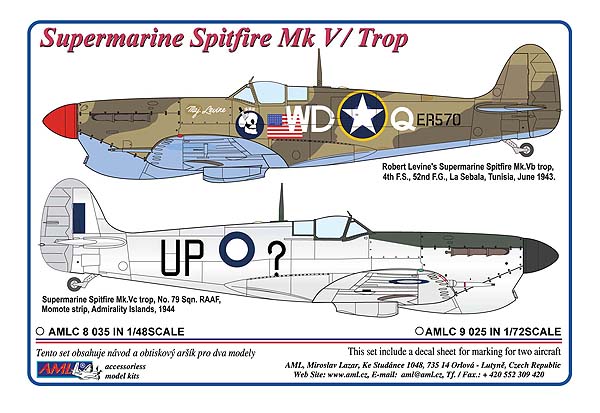 Decal 1/72 Supermarine Spitfire Mk.V / Trop - 2 decal version (AML)
