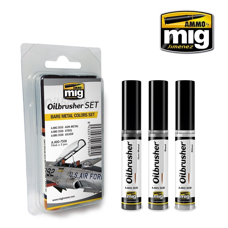 Bare Metal Colors OILBRUSHER SET (Ammo Mig) (3x10ml) 