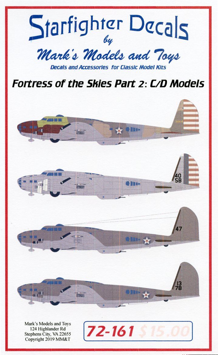 Decal 1/72 Fortress of the Sky Part 2 Boeing B-17B/C Flying Fortress (Starfighter Decals)