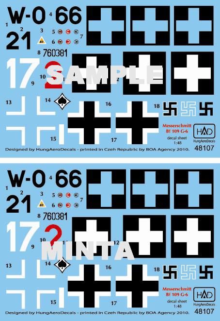 Decal 1/72 Bf 109 G-6 (Hungary, Luftwaffe) (HAD)