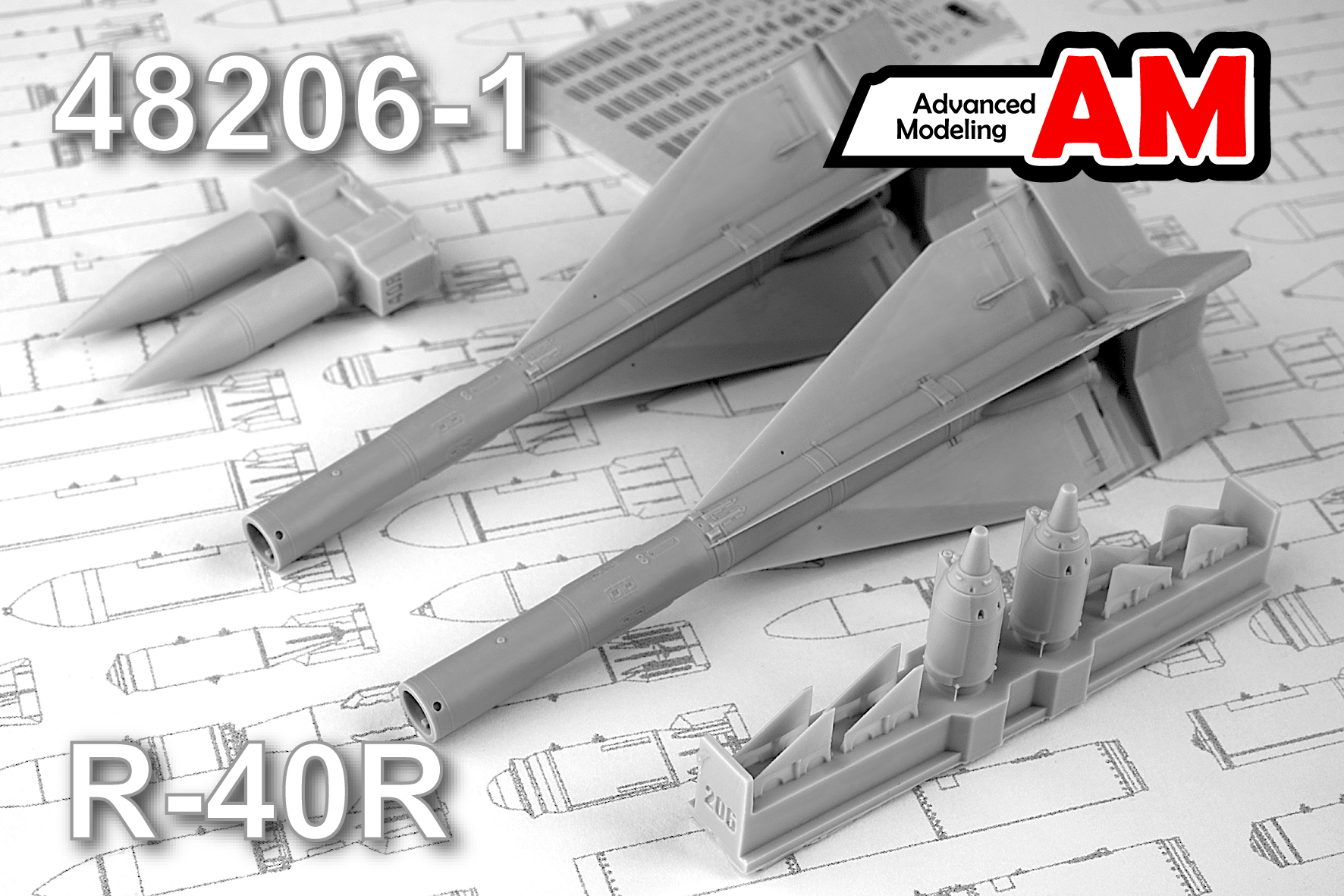 Additions (3D resin printing) 1/48 R-40R Air to Air missile (Advanced Modeling) 