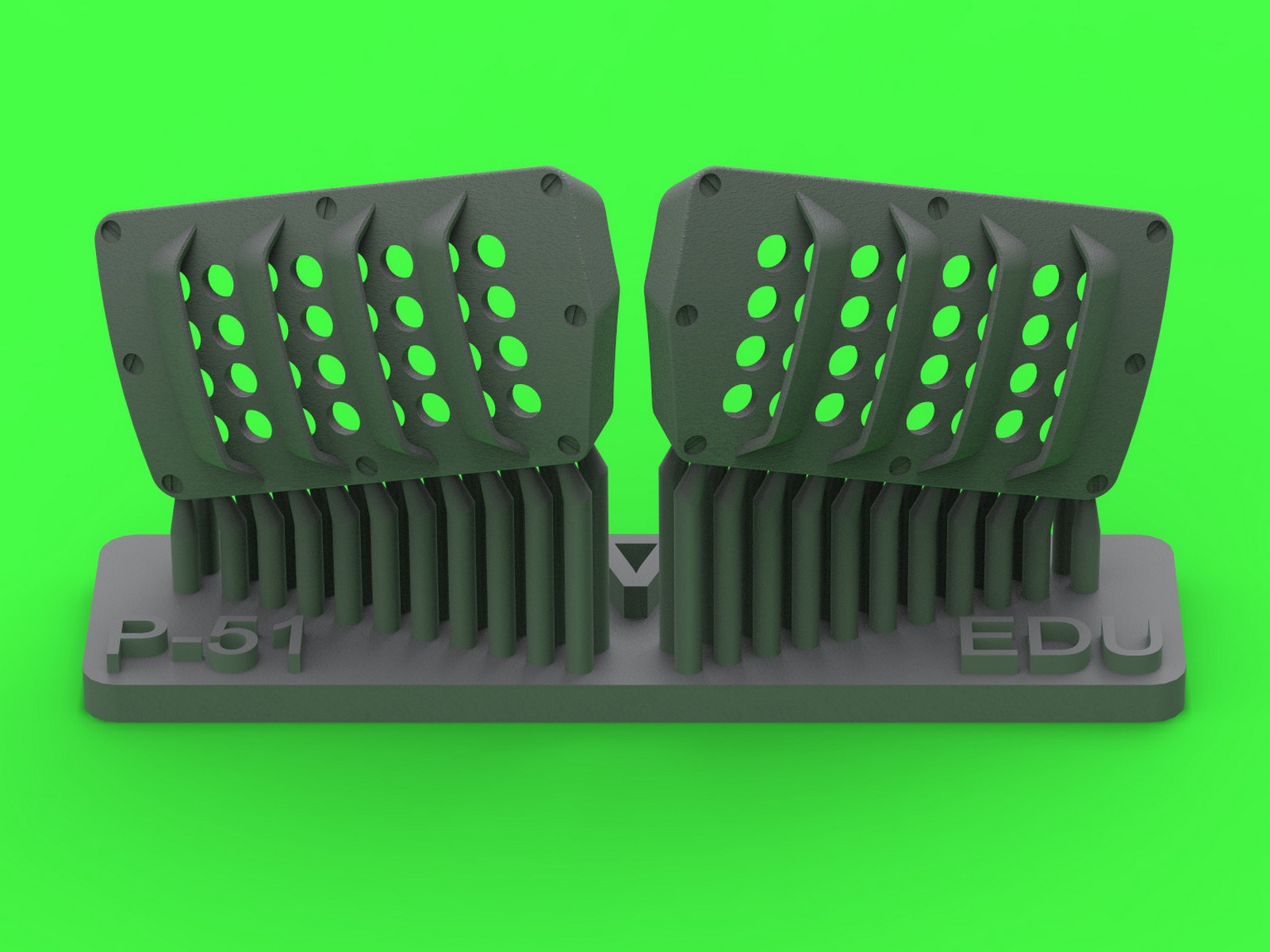 Aircraft detailing sets (resin) 1/48 P-51 Mustang - carburator air filter cover - RAF louvred type - version A (designed to be used with Eduard kits)