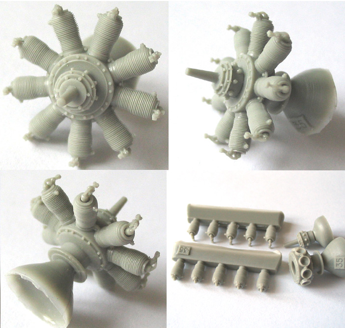 Additions (3D resin printing) 1/48 Gnome 9 Monosoupape Engine (Vector)