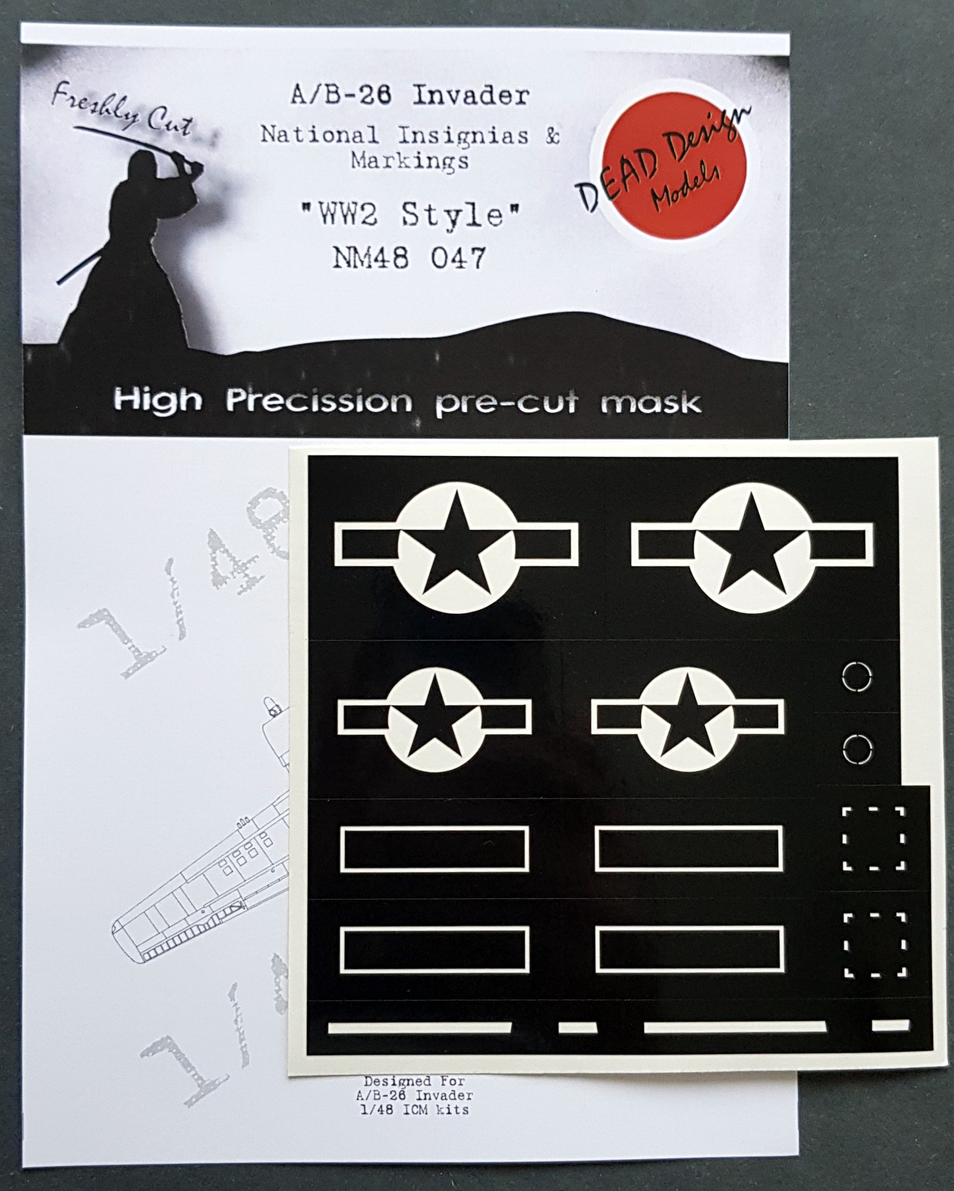 Douglas A/B-26 Invader National Insignia paint masks WWII and markings (designed to be used with ICM kits)