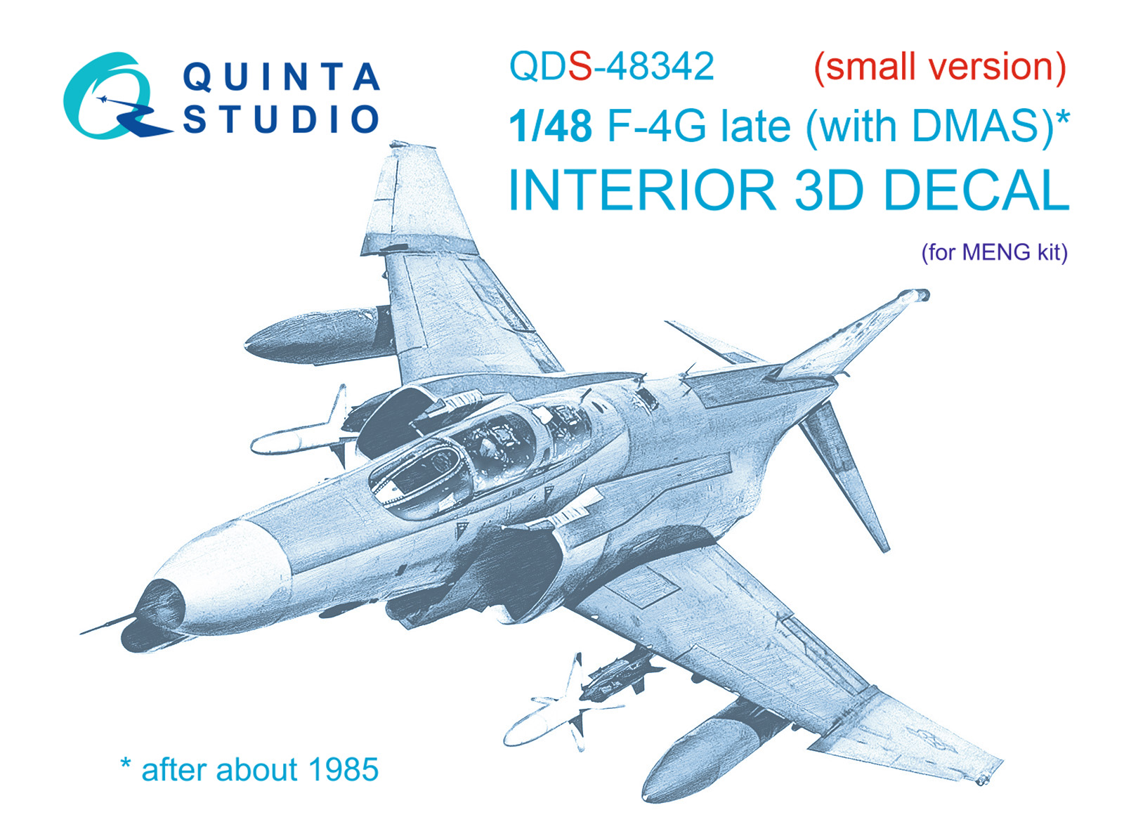 F-4G late 3D-Printed & coloured Interior on decal paper (Meng) (Small version)
