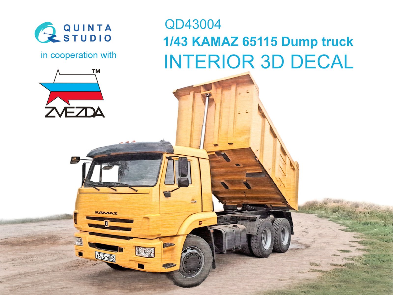 KAMAZ 65115 Dump truck 3D-Printed & coloured Interior on decal paper (Zvezda)