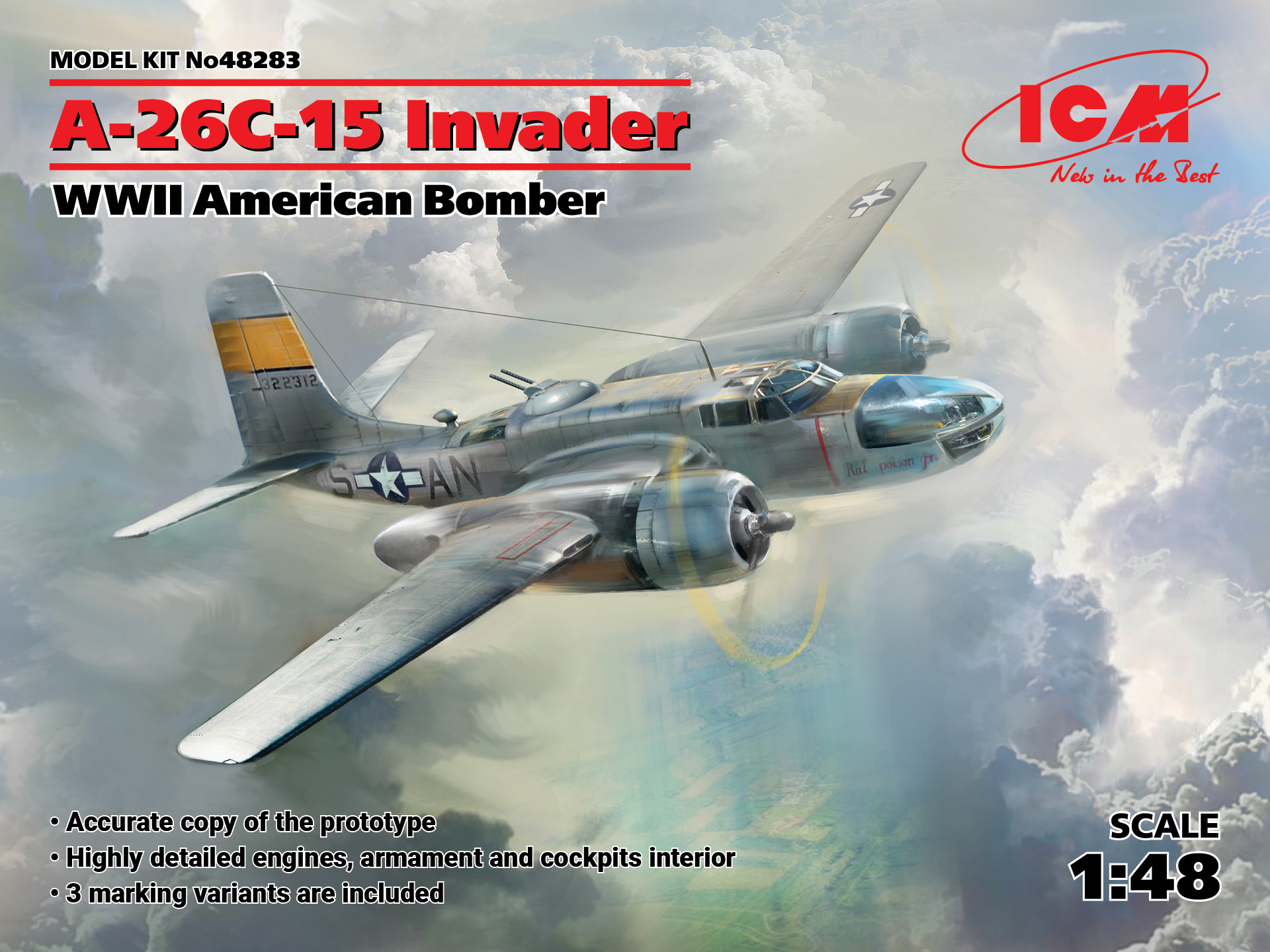 Model kit 1/48 A-26C-15 Invader American WWII Bomber (ICM)