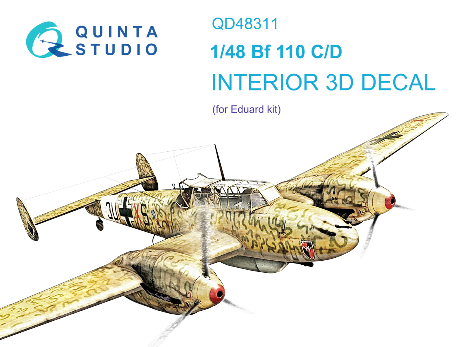Bf 110C/D 3D-Printed & coloured Interior on decal paper (Eduard)