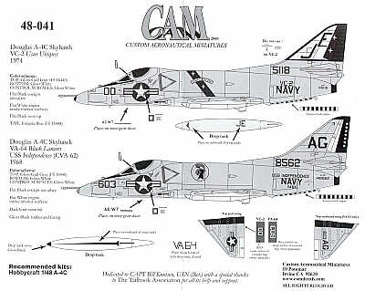 Decal 1/48 Douglas A-4C Skyhawk (2)(CAM)