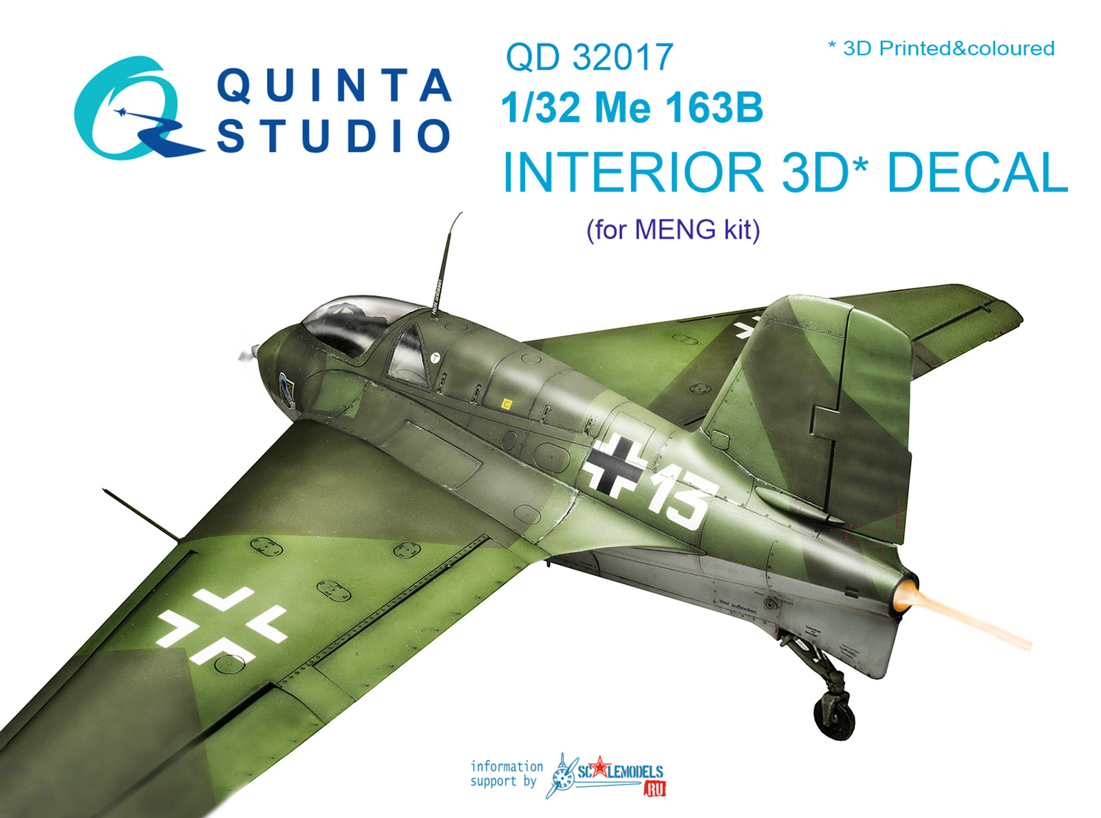 Me 163B 3D-Printed & coloured Interior on decal paper (for Meng kit)