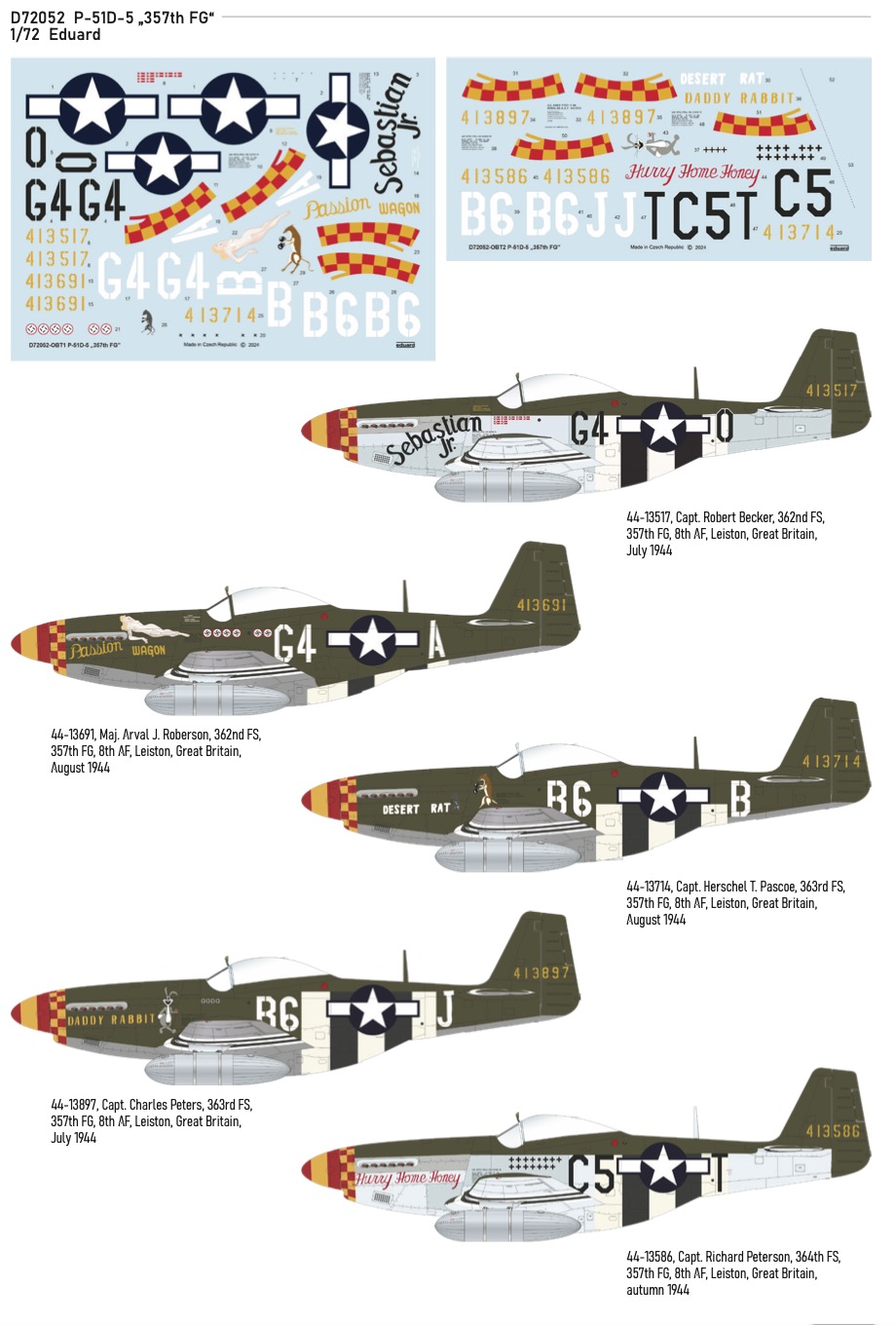 Decal 1/72 P-51D-5 '357th FG' (EDU)