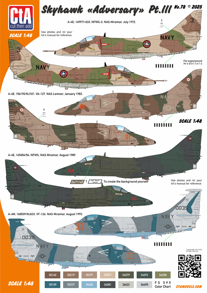 Decal 1/48 Douglas Skyhawk "Adversary" Pt.III - VF-126, VF-127, NFWS(2) (Cut then Add)