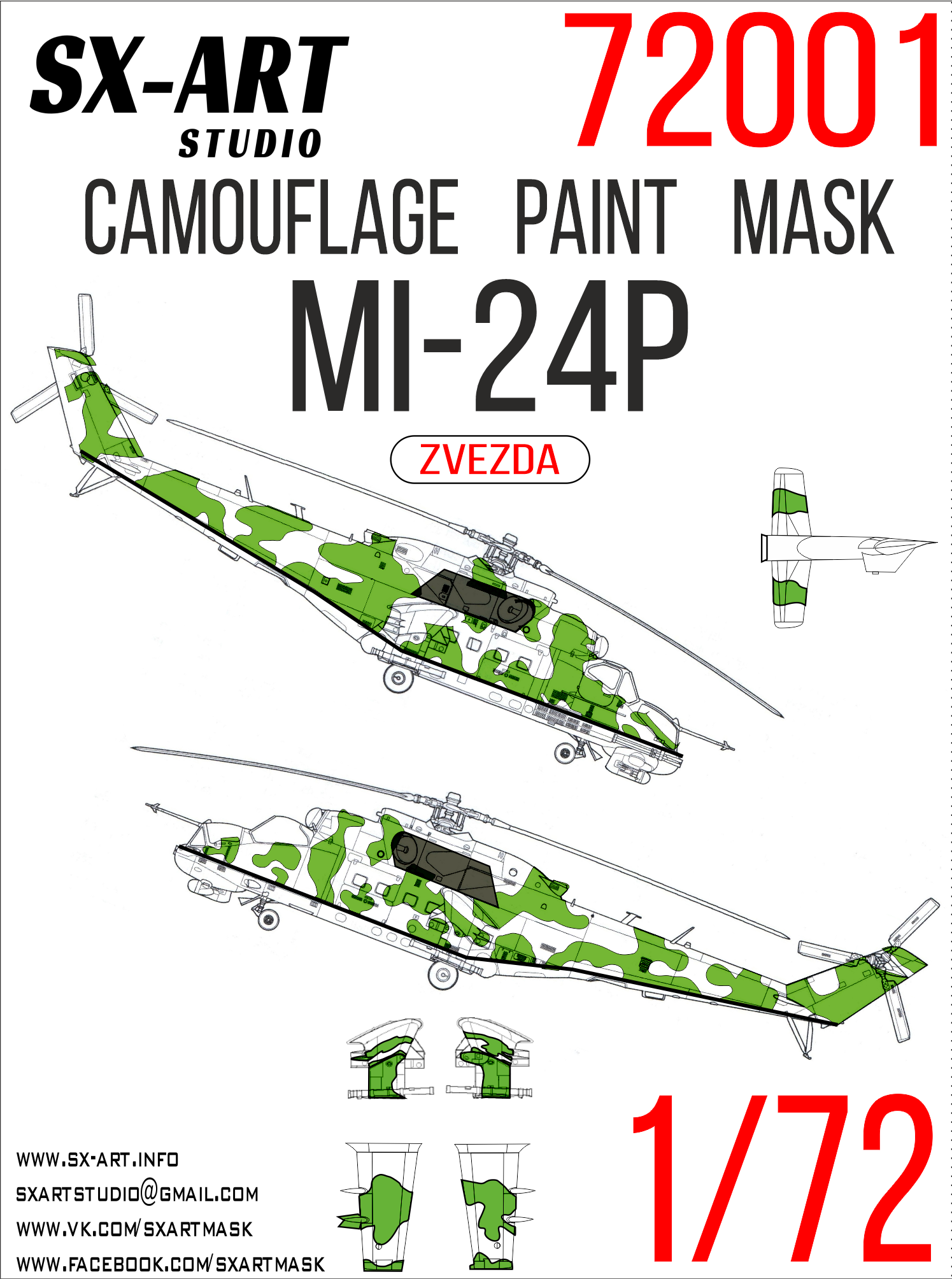 Camouflage mask 1/72 Mi-24P b/n 34 “yellow” (Zvezda)