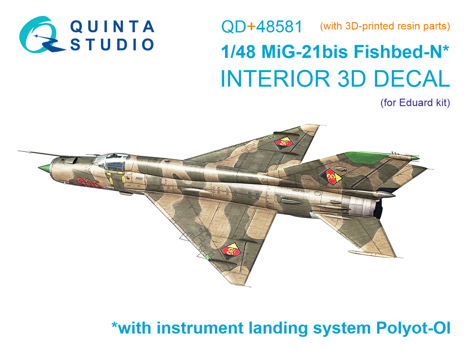 MiG-21bis late Fishbed-N 3D-Printed & coloured Interior on decal paper (Eduard) (with 3D-printed resin parts)