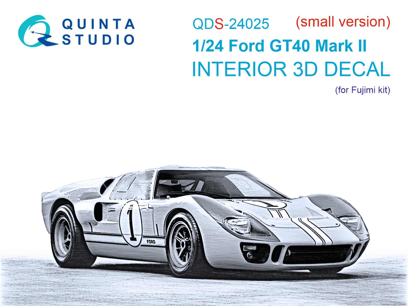 Ford GT40 Mark II 3D-Printed & coloured Interior on decal paper (Fujimi) (Small version)