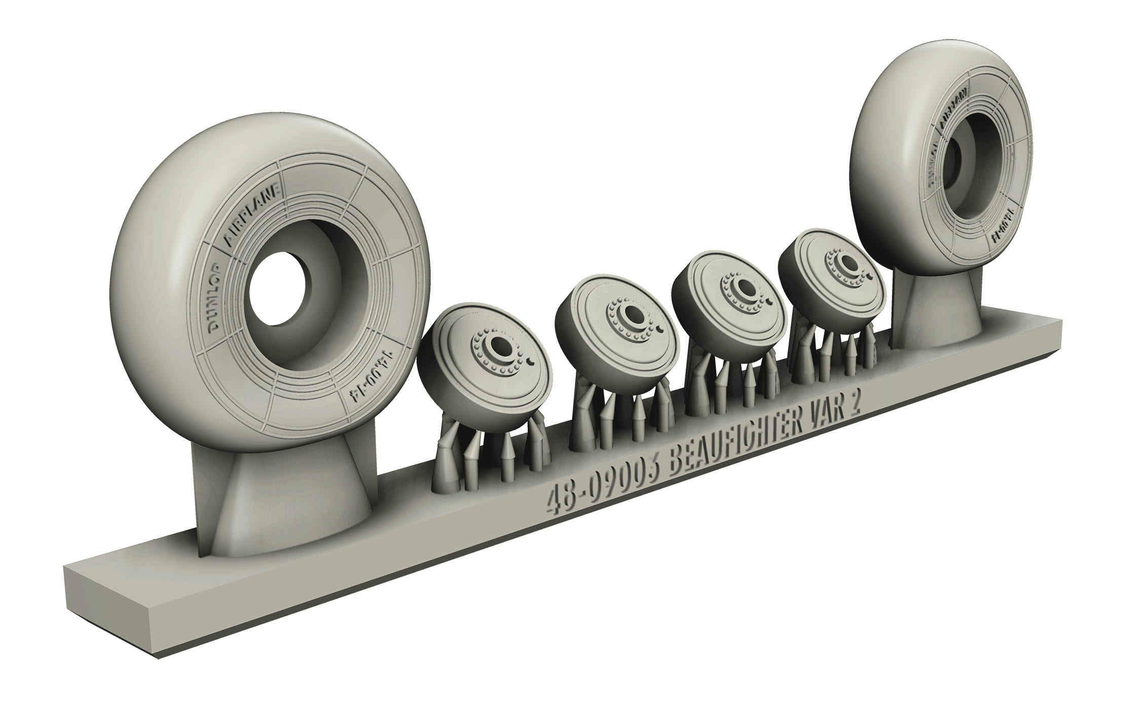 Additions (3D resin printing) 1/48 BRISTOL BEAUFIGHTER Wheels under load (RESArm)