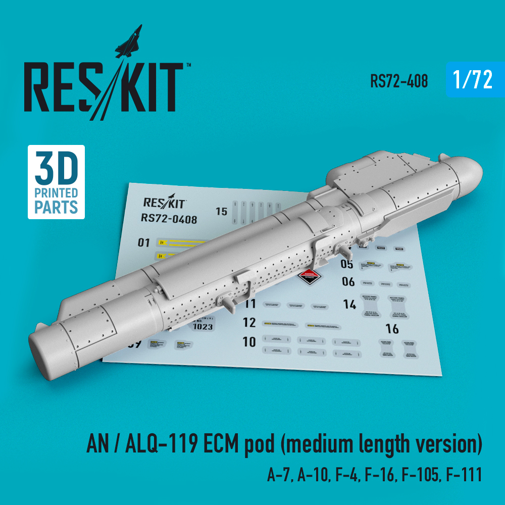 Additions (3D resin printing) 1/72 AN / ALQ-119 ECM pod (medium length version) (ResKit)