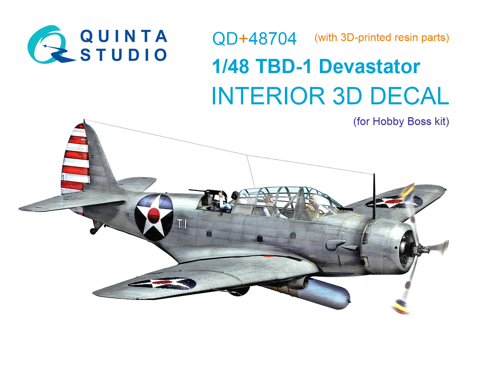 TBD-1 Devastator 3D-Printed & coloured Interior on decal paper (Hobby Boss) (with 3D-printed resin parts)
