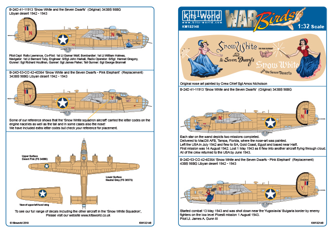 Decal 1/32 Consolidated B-24D Liberator (Sized for the 1/32 scale Hobby Boss kits) (Kits-World)