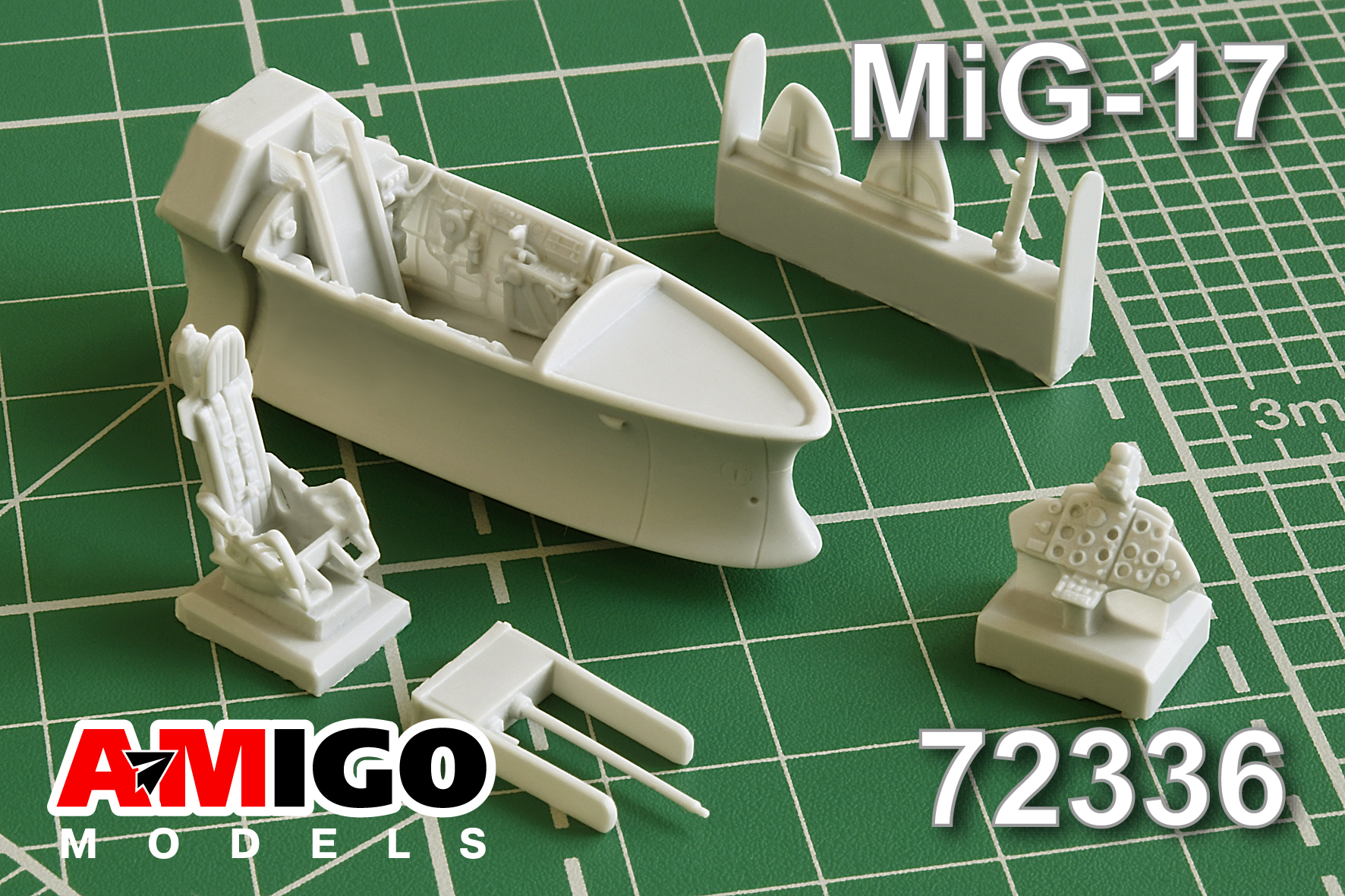 Additions (3D resin printing) 1/72 MiG-17 aircraft cockpit with KK-1 ejection seat (Amigo Models) 