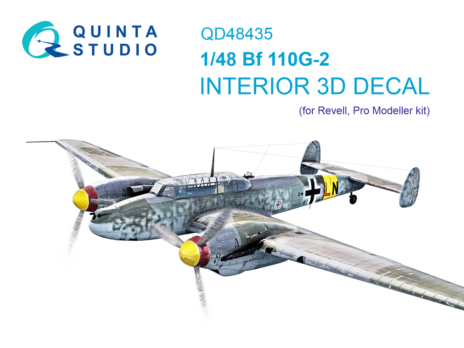 Bf 110G-2 3D-Printed & coloured Interior on decal paper (Revell)