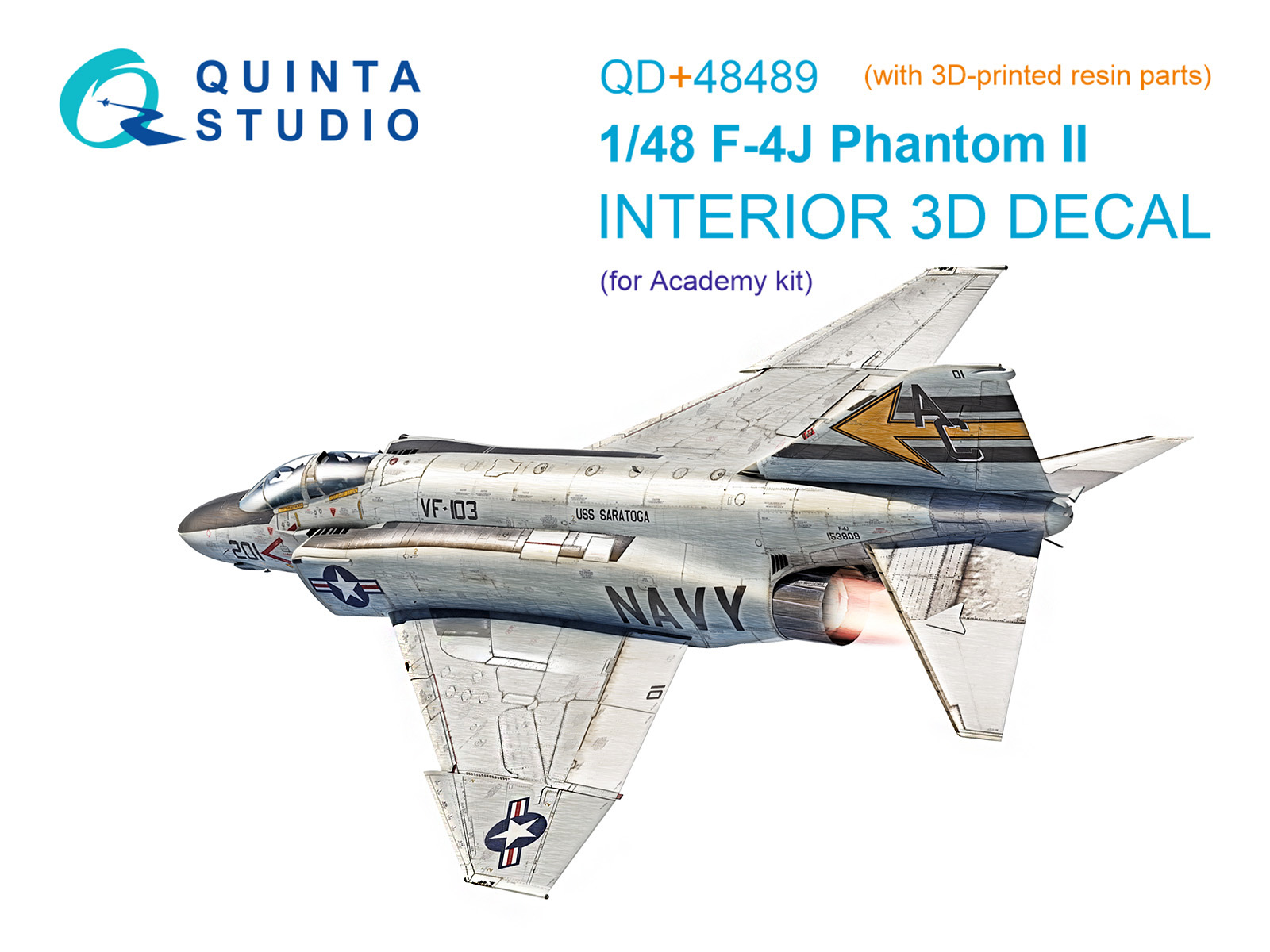 F-4J Phantom II 3D-Printed & coloured Interior on decal paper (Academy) (with 3D-printed resin parts)