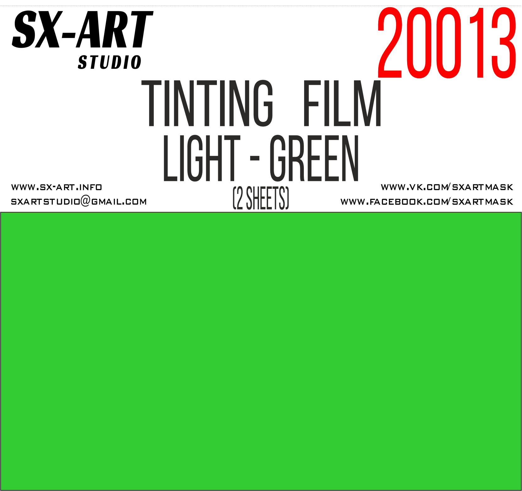 Light green tinting film 140x200 (2 sheets) (SX-Art)