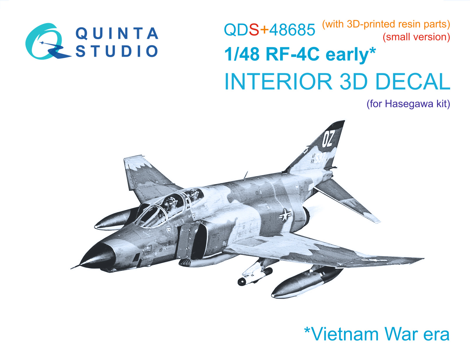 RF-4C Phantom II (early) 3D-Printed & coloured Interior on decal paper (Hasegawa) (Small version) (with 3D-printed resin parts)
