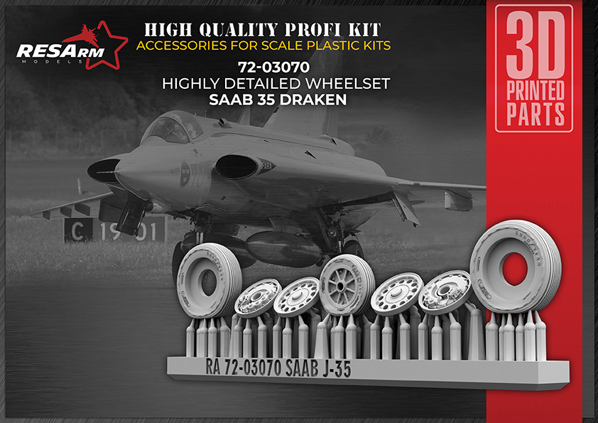 Additions (3D resin printing) 1/72 Wheels under load Saab 35 Draken (RESArm)