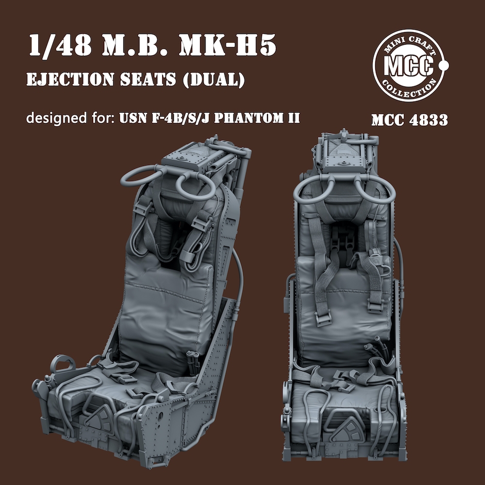 Additions (3D resin printing) 1/48 Martin Baker Mk.h5 Ejection seat-navy (x 2pcs) (MCC)