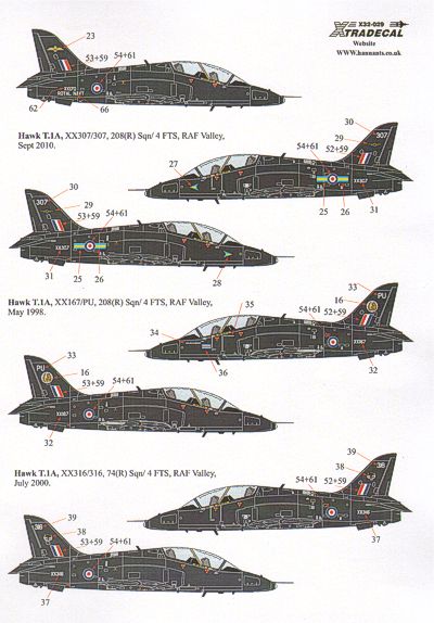 Decal 1/32 BAe Hawk T.1A Late overall black schemes (11) (Xtradecal)
