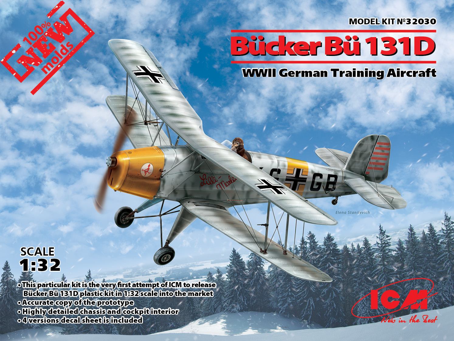 Model kit 1/32 Bücker Bü 131D German WWII Training (ICM)