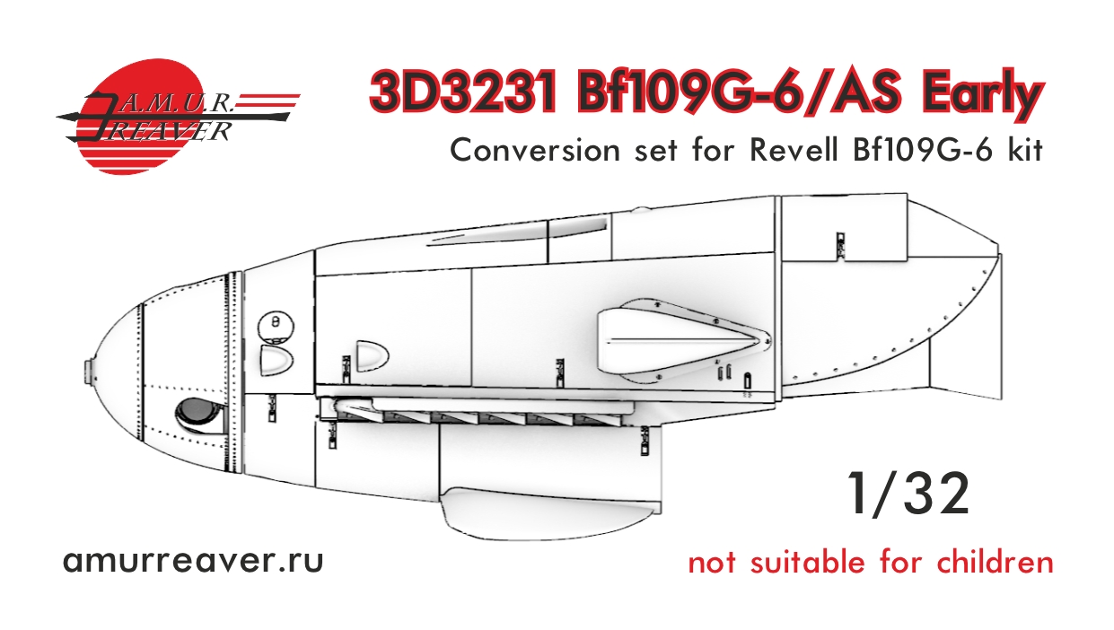 Conversion kit 1/32 Conversion of Revell Bf109G-6 to Bf109G-6/AS early (A.M.U.R.Reaver)