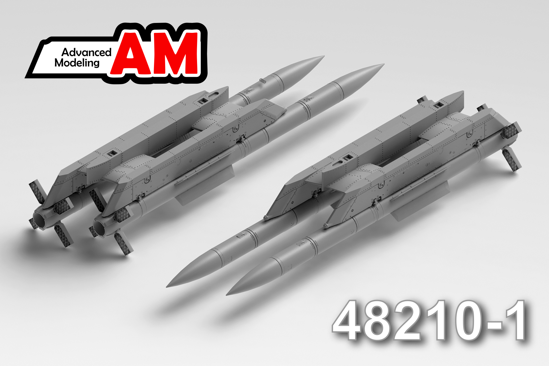 Additions (3D resin printing) 1/48 R-77 air-to-air missile on a twin launcher rail with AKU-170 ejector launcher (Advanced Modeling) 