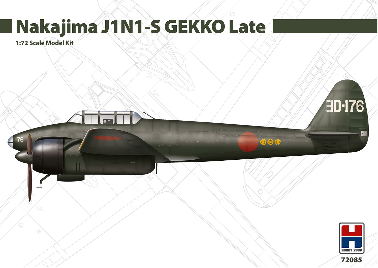 Model kit 1/72 Nakajima J1N1-S Gekko Late (Hobby 2000) (damage box)