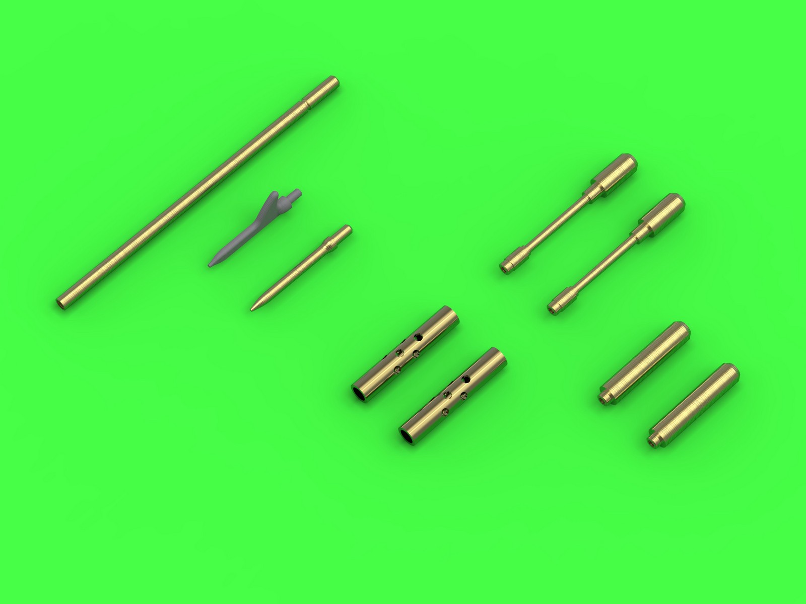 Aircraft detailing sets (brass) 1/72 Grumman F4F-3 Wildcat LATE - .50 Browning gun barrels with round holes & Pitot Tube (two options) 