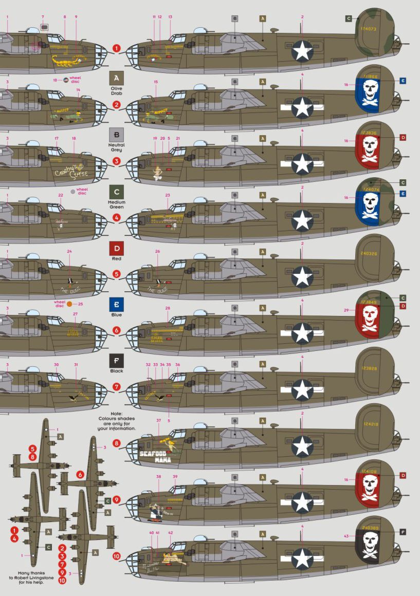 Decal 1/72 Consolidated B-24D Liberator 90th BG "The Jolly Rogers" (DK Decals)