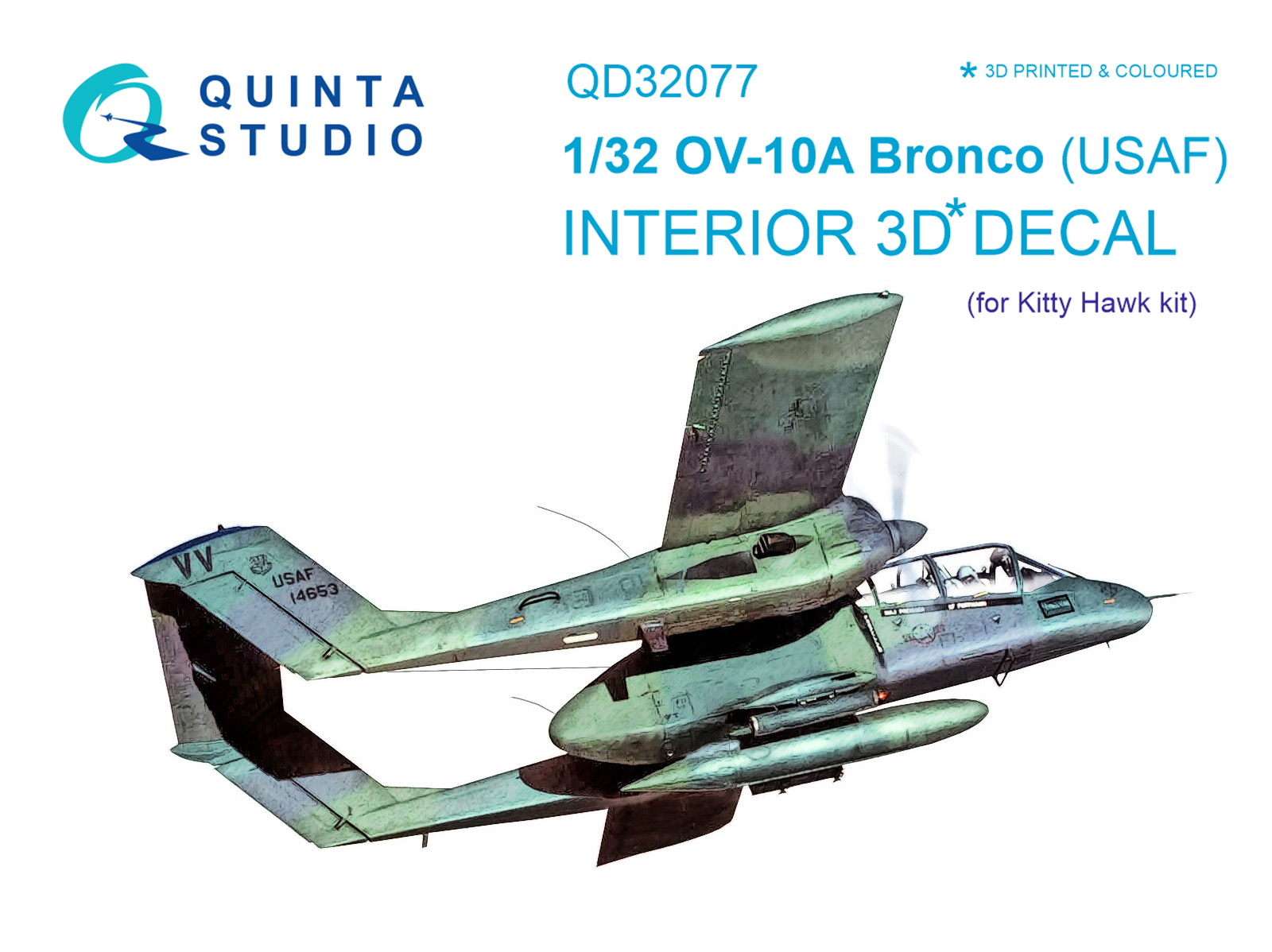 OV-10A (USAF version) 3D-Printed & coloured Interior on decal paper (for KittyHawk kit)