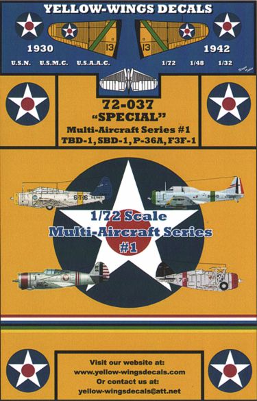 Decal 1/72 Multi-Aircraft Series #1 (Yellow Wings)