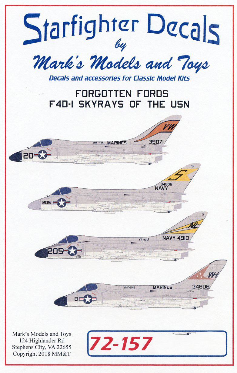 Decal 1/72 Forgotten Fords Douglas F4D-1 Skyrays (Starfighter Decals)
